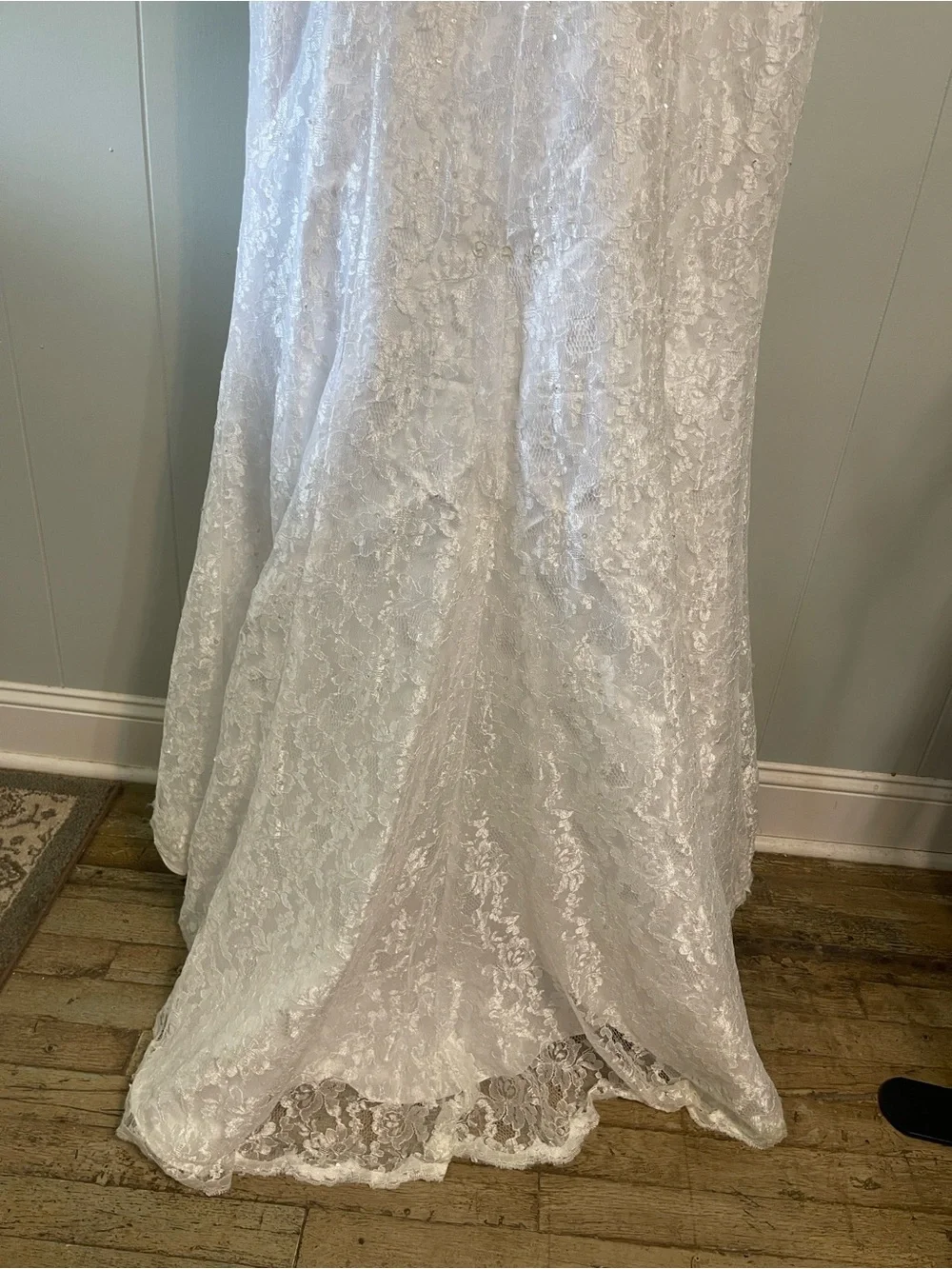 David’s Bridal All Over Lace Dress 16w Beaded Bustled - Picture 11 of 16